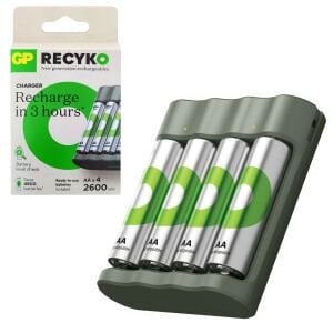 GP RECYKO Pil Şarj Aleti 4Lü AA + 4XAA 2600 Mah Pil Hediye