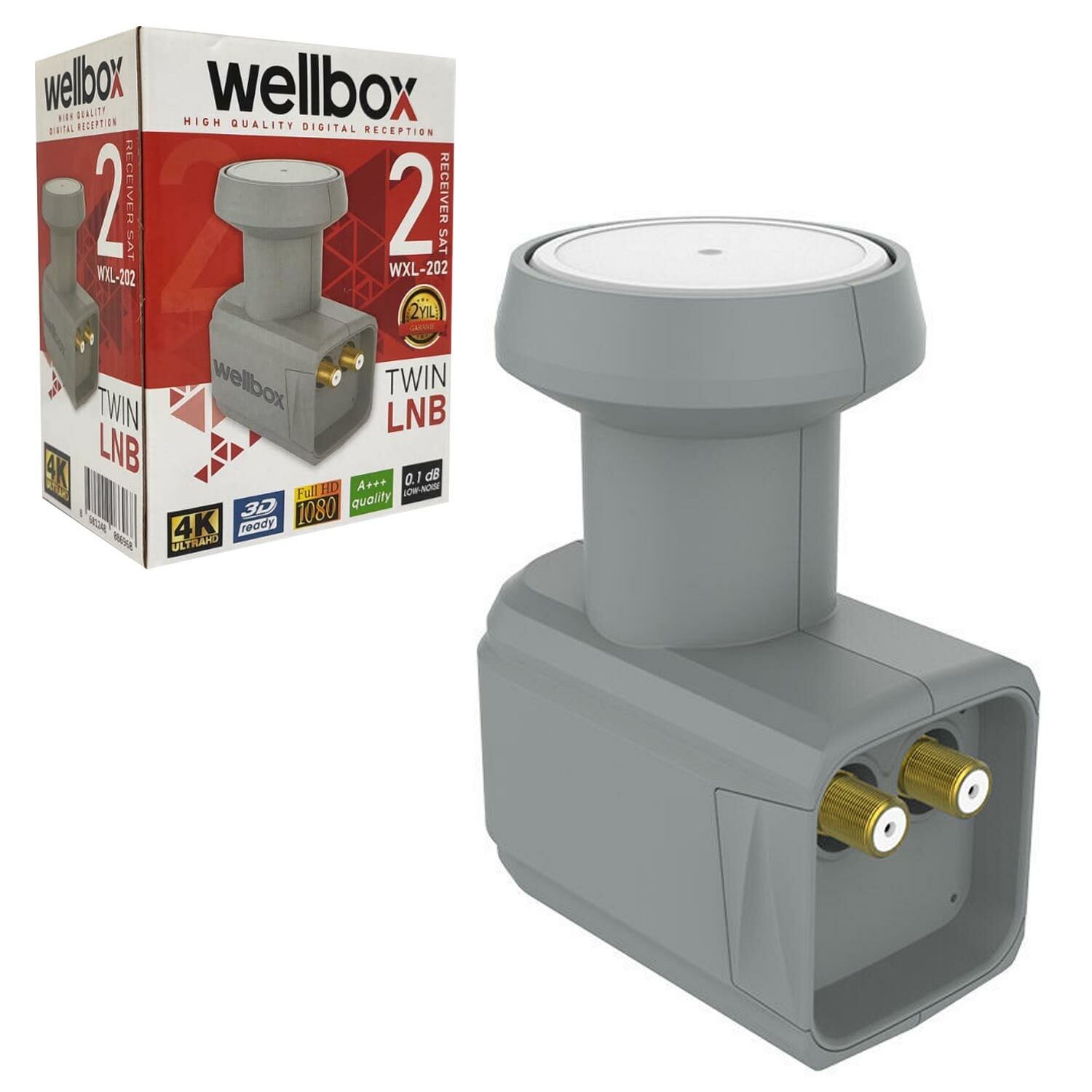 LNB İKİLİ (TWİN) GOLD 0.1DB 3D 4K WELLBOX WXL-202