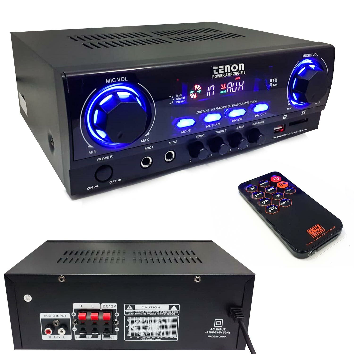 ANFİ 100W STEREO DİJİTAL BLUETOOTH USB/SD 220V TENON ZNG-218
