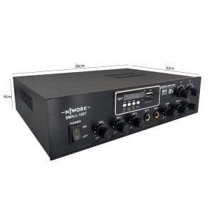 ANFİ 100W STEREO 2 BÖLGELİ DİJİTAL BLUETOOTH USB/SD/MP3 220V TRAFOLU NWORK SMALL-100T