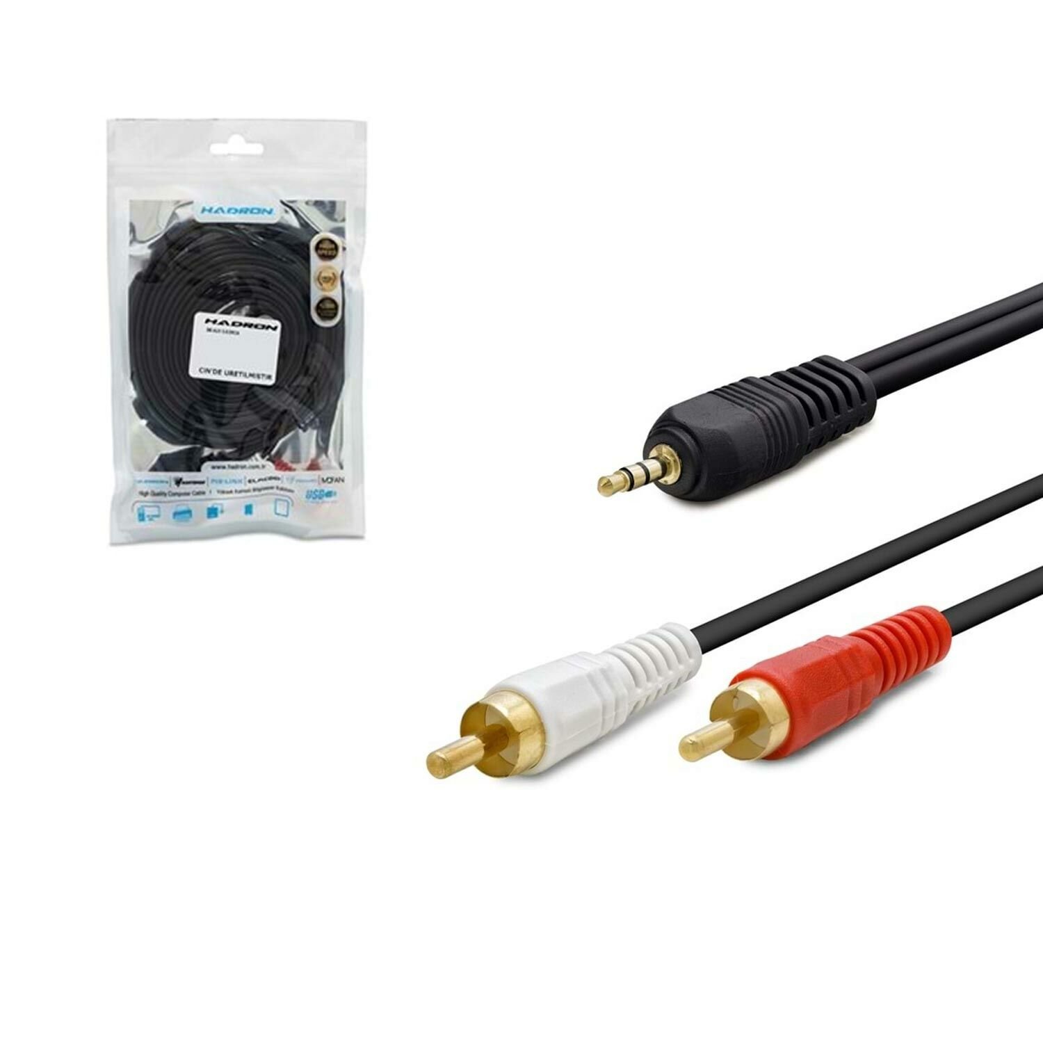 KABLO AUX 3.5MM TO 2RCA GOLD 1.5MT HADRON HDX-1024