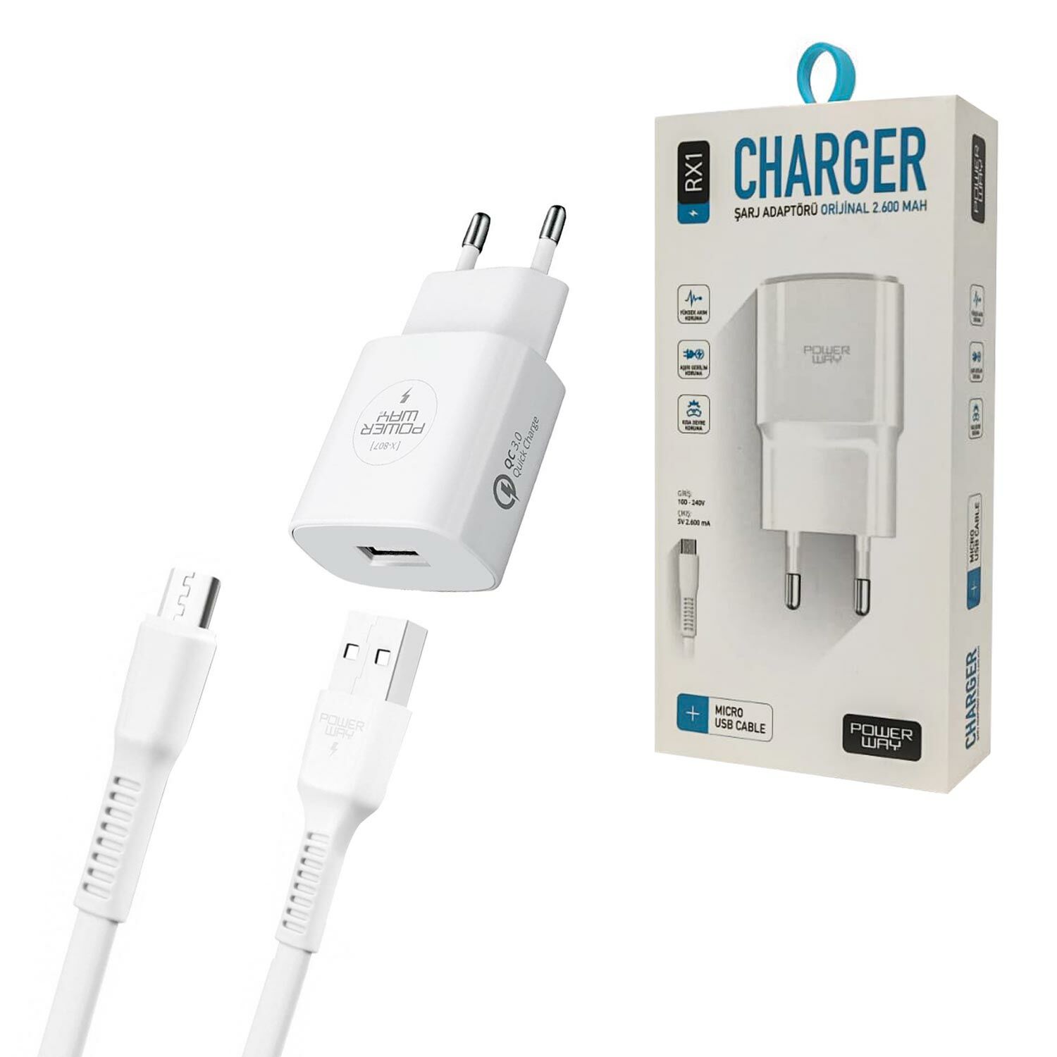 ŞARJ ADAPTÖR MICRO 2600MA POWERWAY RX-1