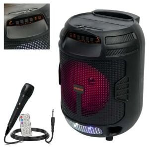 AKTİF SEYYAR ANFİ EL MİKROFONLU 16CM 8W BT/USB/SD LEDLİ KIMISO QS-3609