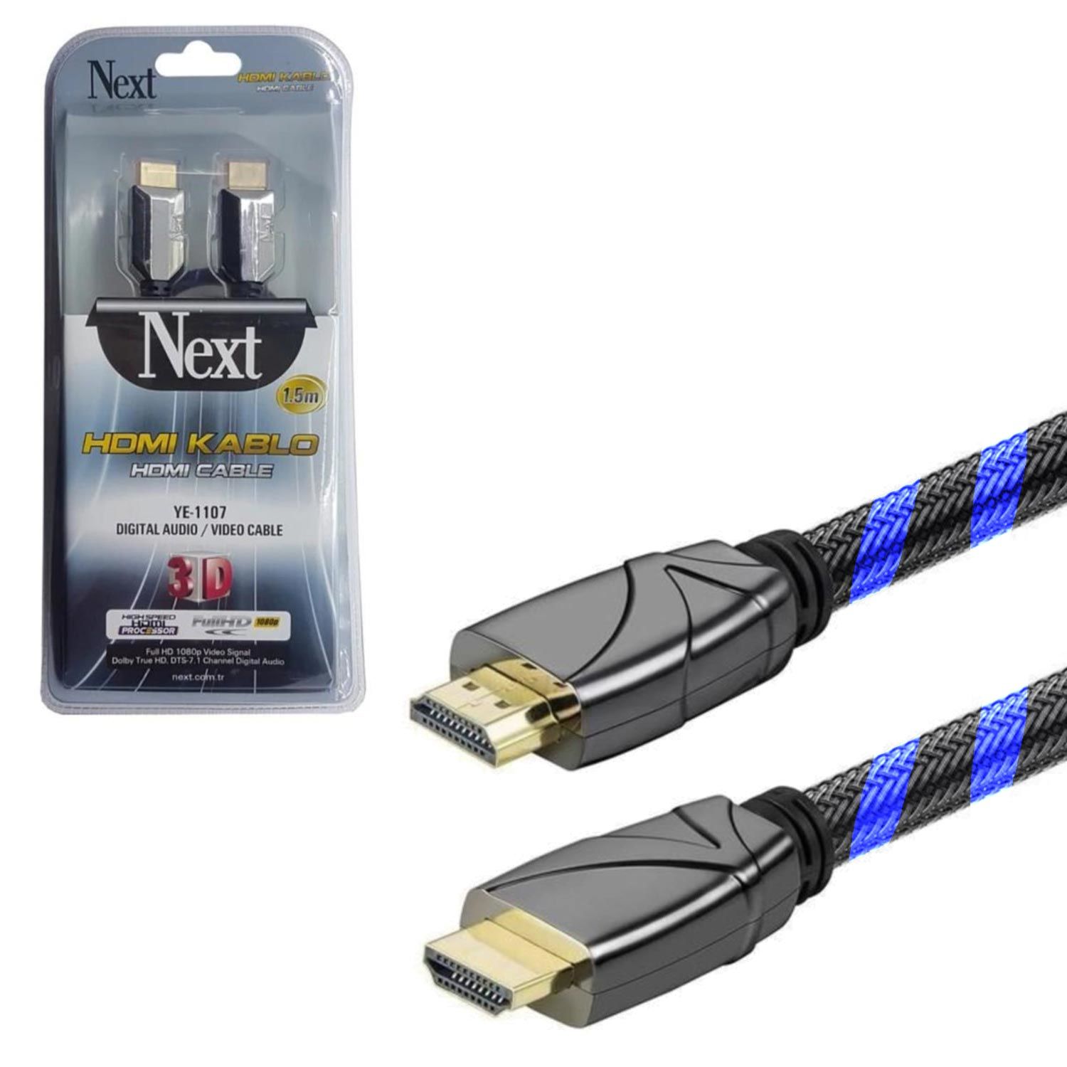 HDMI KABLOSU GOLD 1.4 3D 4K ÖRGÜLÜ 1.5MT NEXT YE-1107