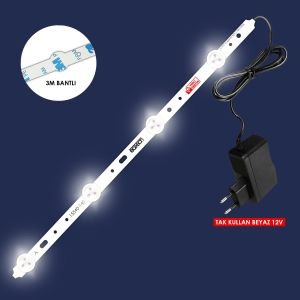DEKORATİF LED BANTLI BEYAZ 12V TAK KULLAN 37CM