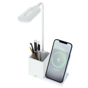 S-LİNK SL-M9054 Masa Lambası Kalemlik Beyaz Type-C 15W Kablosuz Telefon Şarj Cihazı Özellikli