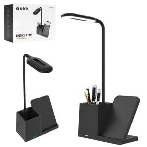 S-LİNK SL-M9054 Masa Lambası Kalemlik Siyah Type-C 15W Kablosuz Telefon Şarj Cihazı Özellikli