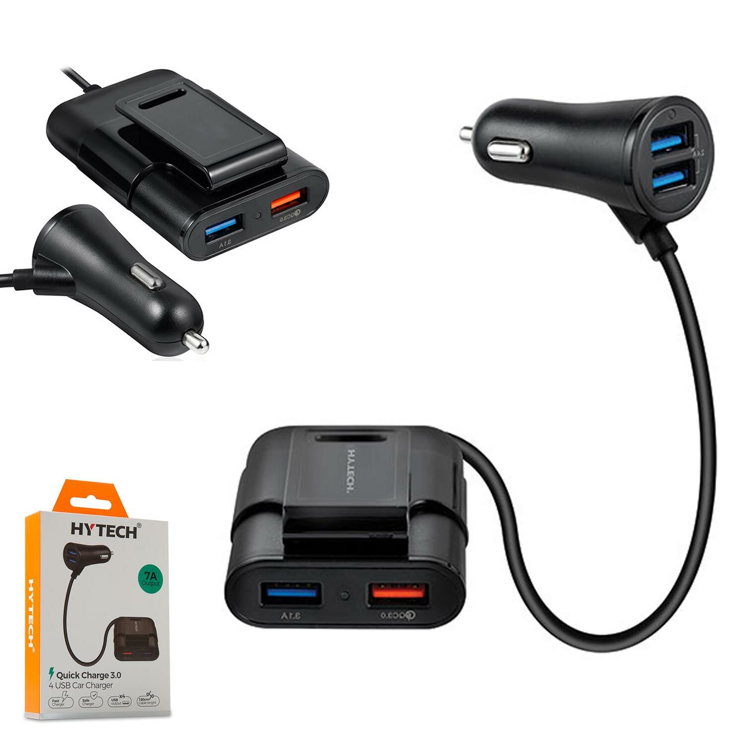 ARAÇ ŞARJ ADAPTÖR QC3.0 4XUSB 7A 12/24V HYTECH HY-XQ70