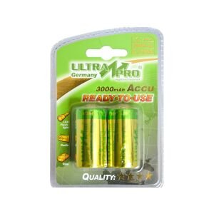ŞARJLI PİL C BOY 3000MAH Nİ-MH (2 ADET) ULTRA PRO GERMANY