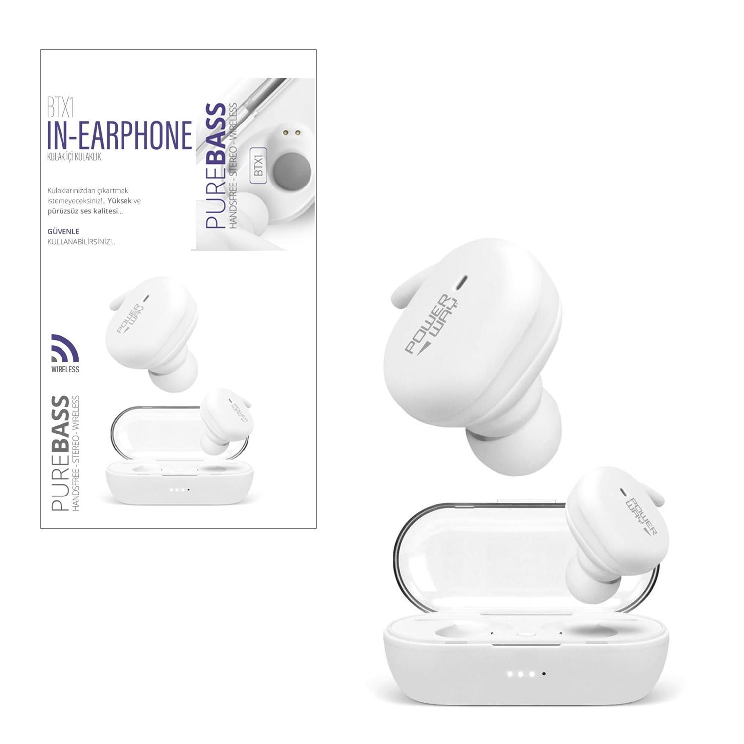 SPOR KABLOSUZ KULAKLIK BLUETOOTH ŞARJLI KUTULU POWERWAY EAR HEADPHONES-BTX1