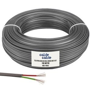 TELEFON KABLOSU İKİLİ KÖKEN GRİ FLAT 100MT CABLECABLE