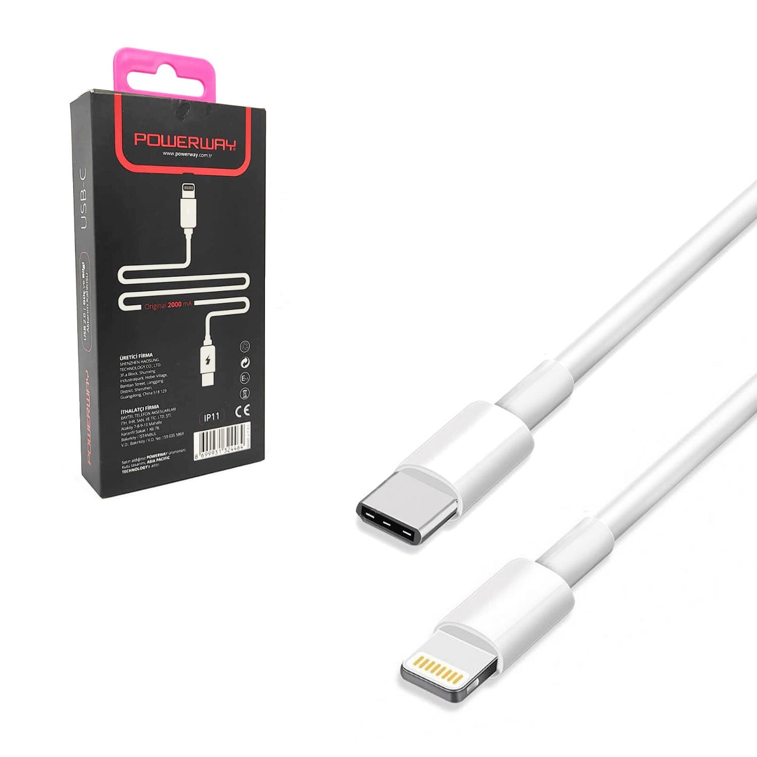ŞARJ KABLO TYPE-C TO İPHONE APPLE 1MT POWERWAY IP-11
