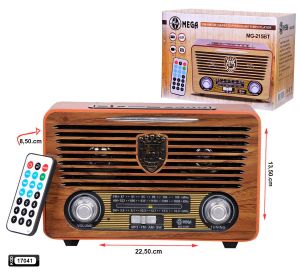 RADYO NOSTALJİ ŞARJLI BT/USB/SD MEGA MG-215BT