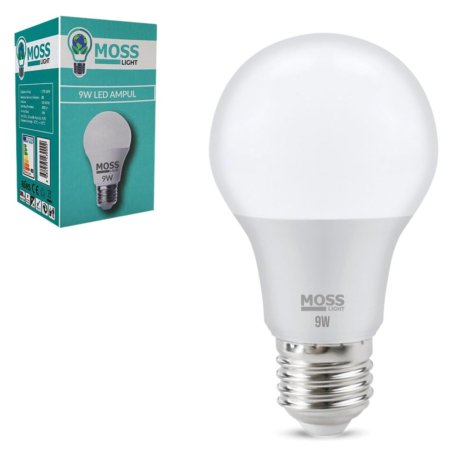 LED AMPÜL 220V 9W 500 LÜMEN BEYAZ E27 MOSSLIGHT