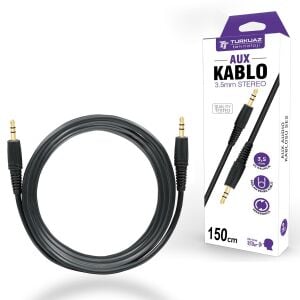 AUX KABLOSU GOLD 3.5MM SİYAH 1.5MT TURKUAZ