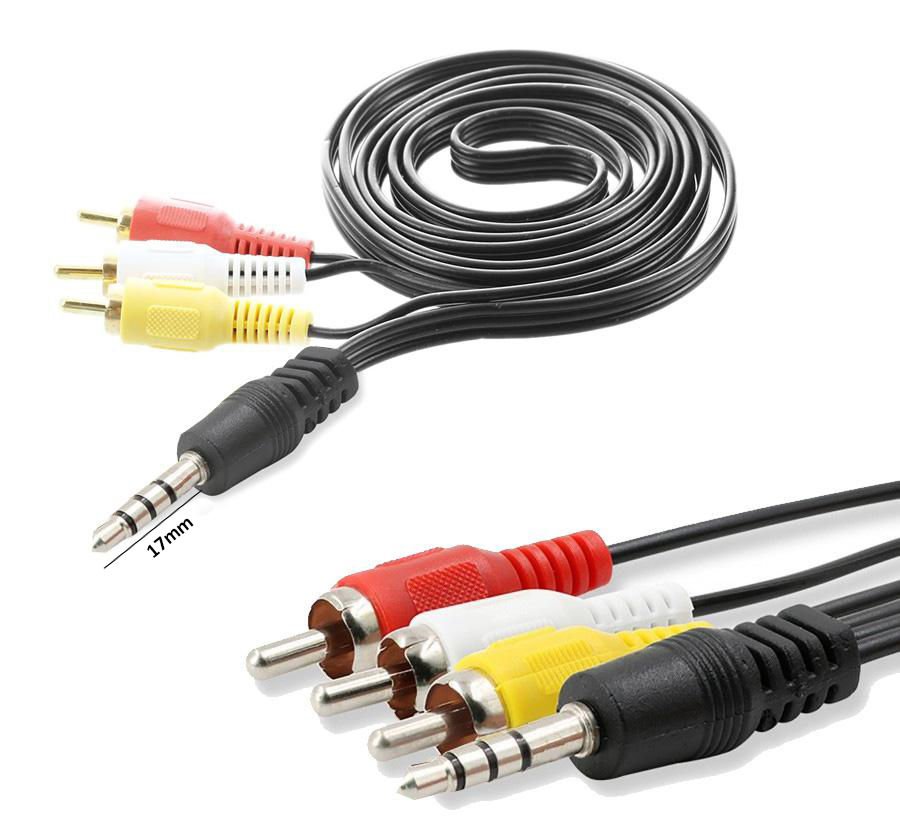 AV KABLO 3RCA AUX 3.5MM UZUN JACK (TÜPLÜ TVYE HD UYDU BAĞLAR)