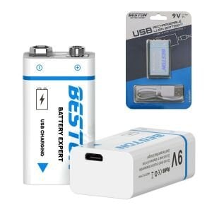 BESTON 9VC-10CV Usb Type-C Şarjlı Pil 9V 1000 Mah Li-İon