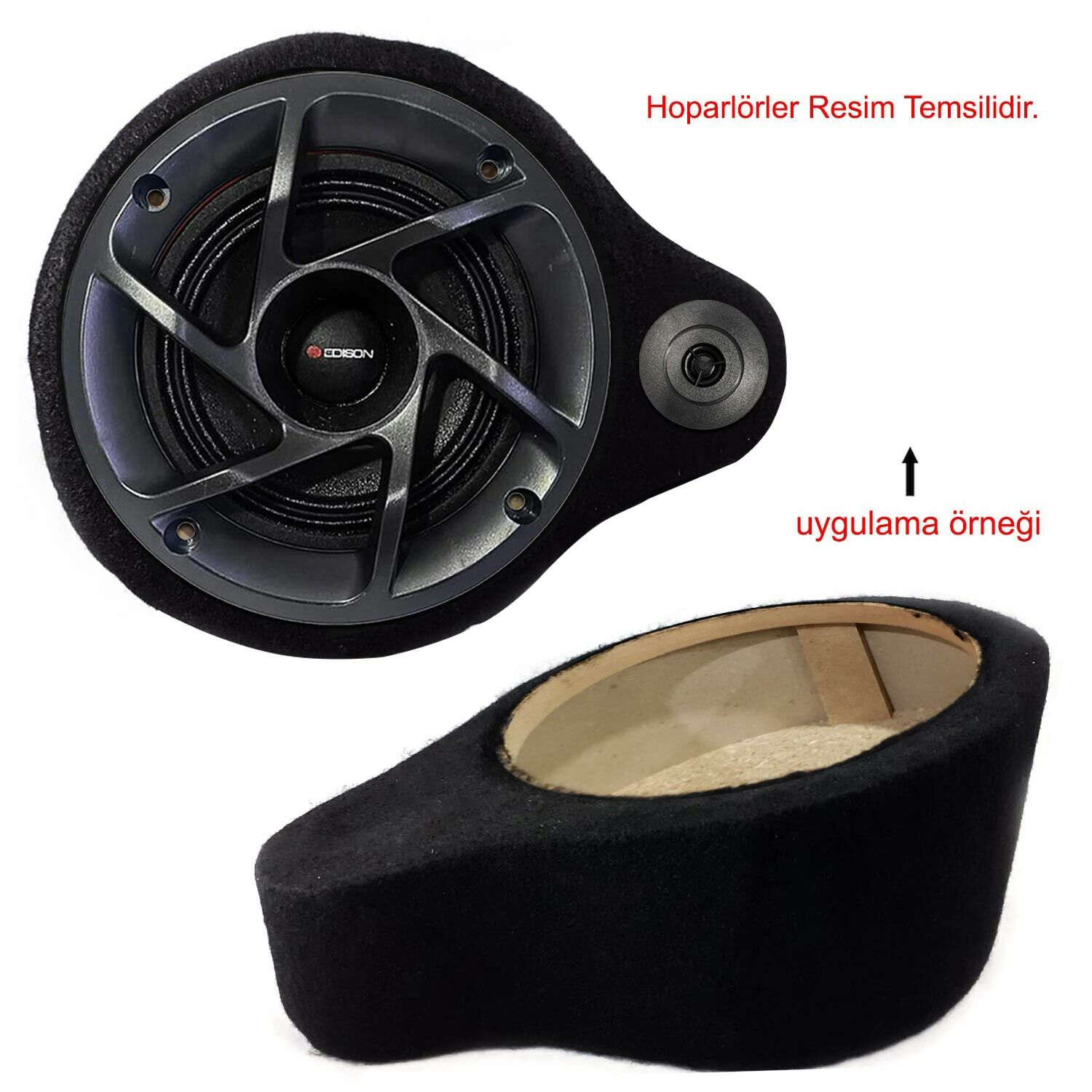 BOŞ KABİN 16CM HOPARLÖR 5CM TWEETER YUVALI SET YÜKSELTME SİYAH MDF (2 ADET)