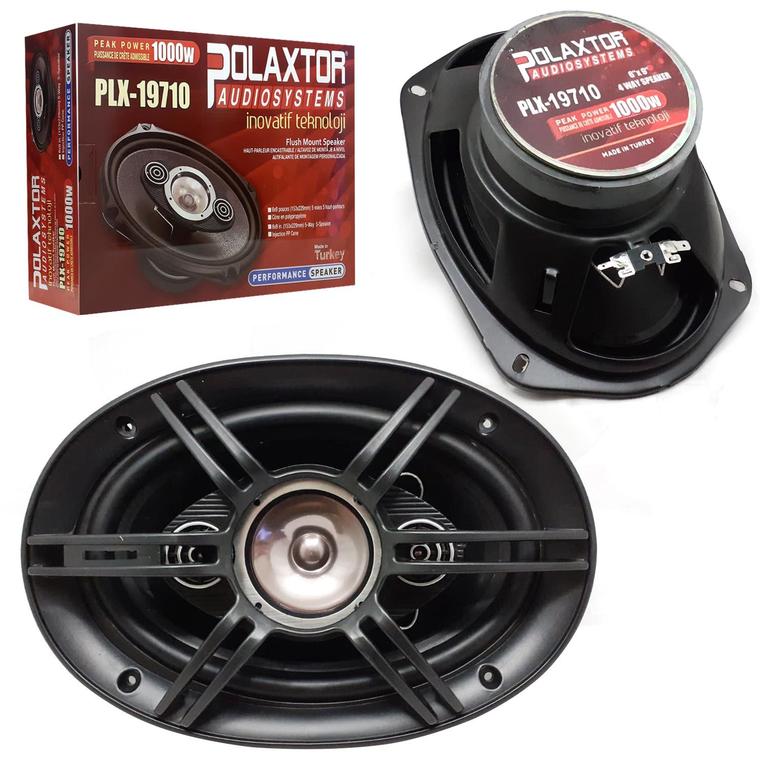 OTO HOPARLÖR OVAL 6X9 1000W 2 ADET KAPAKLI 3 YOLLU POLAXTOR PLX-19710