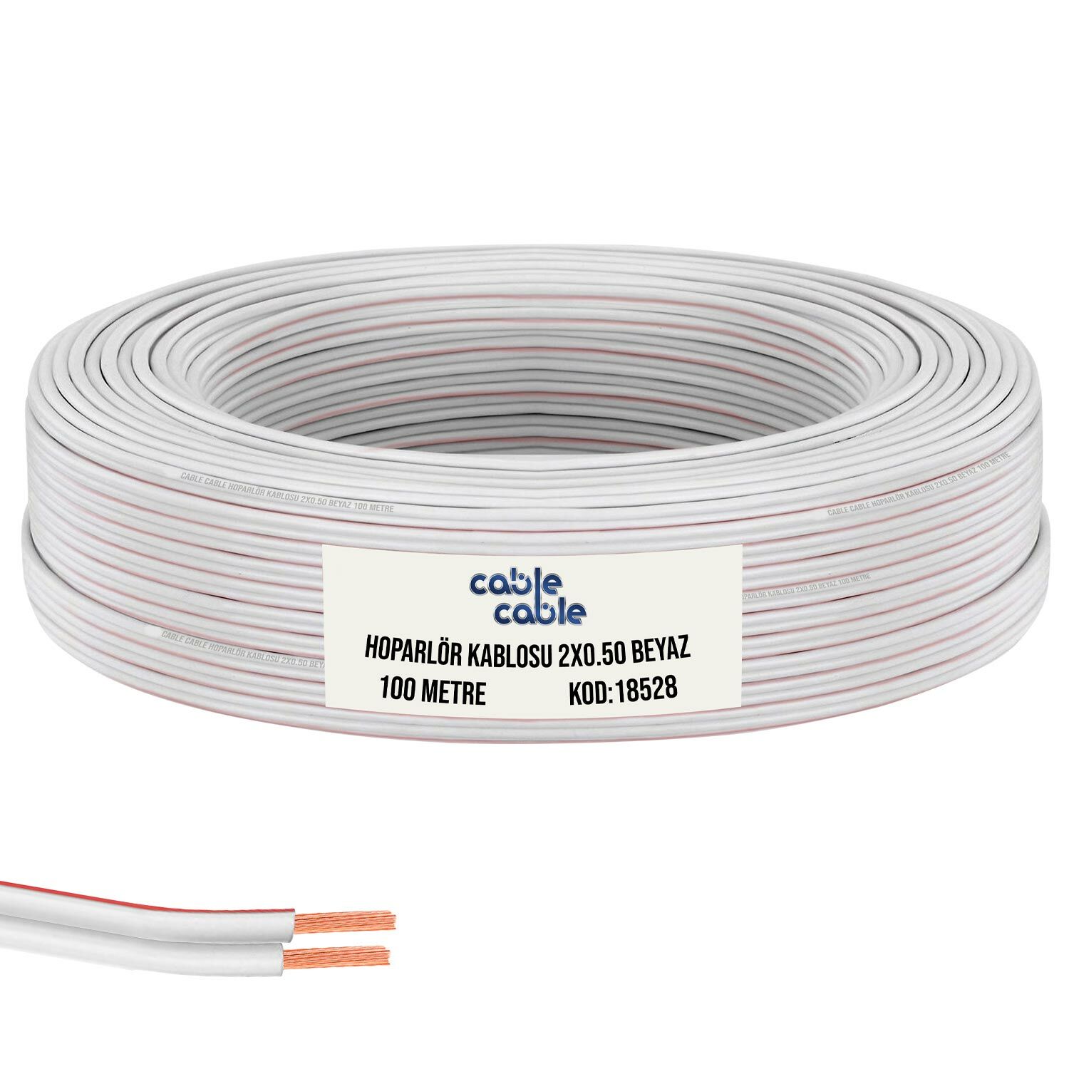 HOPARLÖR KABLOSU KORDON 2X0.50 BEYAZ 100MT CABLECABLE