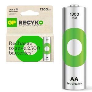 ŞARJLI PİL AA KALEM 1300MAH Nİ-MH (4 ADET) GP RECYKO