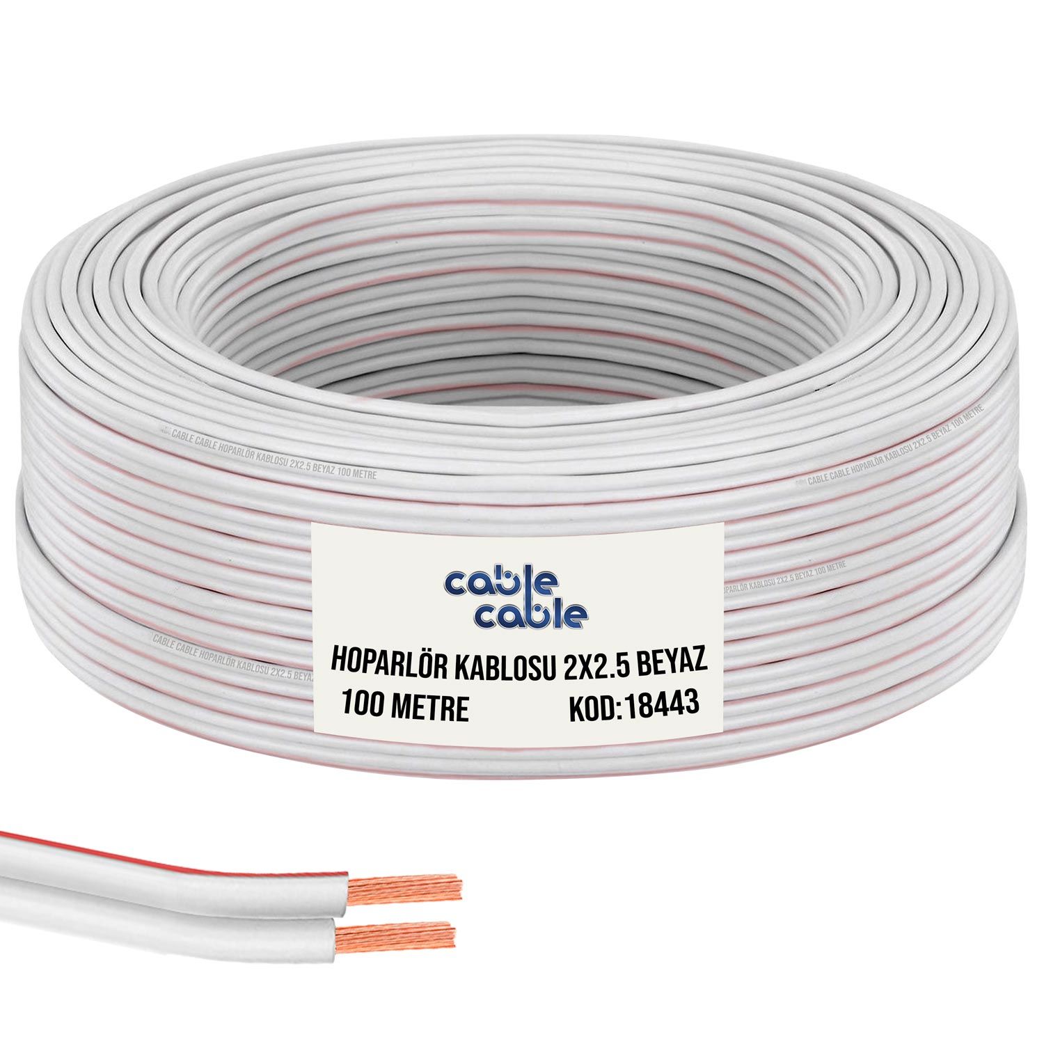 HOPARLÖR KABLOSU KORDON 2X2.5 BEYAZ 100MT CABLECABLE