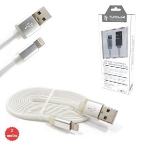 ŞARJ KABLO IPHONE APPLE 2.4A FLAT BEYAZ 2MT