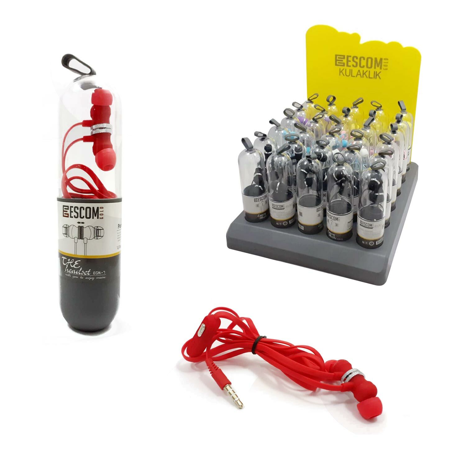 KULAKİÇİ KULAKLIK MİKROFONLU 3.5MM STANDLI 30 ADET ESCOM EGM-7