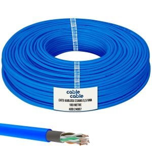 CABLECABLE Cat5 Kablo Dış Mekan 23Awg 0.51mm 100 Metre Mavi