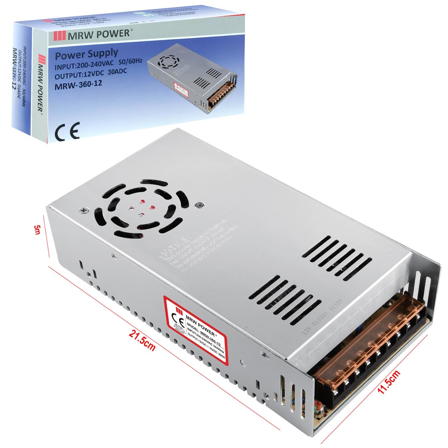 ADAPTÖR 12V 30A METAL KASA FANLI MRW-360-12