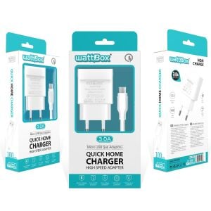 ŞARJ ADAPTÖR MICRO 3.0A BEYAZ WATTBOX