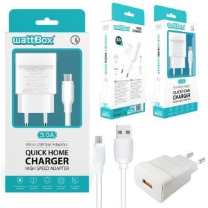 ŞARJ ADAPTÖR MICRO 3.0A BEYAZ WATTBOX