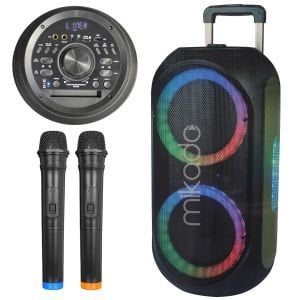AKTİF SEYYAR ANFİ UHF 2 EL MİKROFONLU 100W BT/USB/TWS LED MİKADO MD-BT125