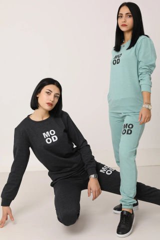 Mood Baskılı Eşofman Takımı Antrasit - P-018996