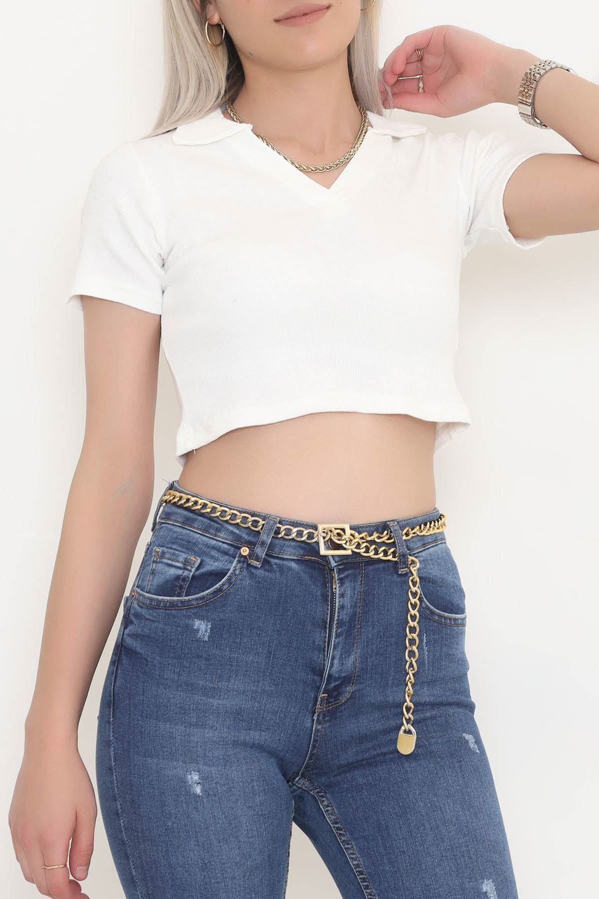 Polo Yaka Crop Bady Ekru - 11309.1567.