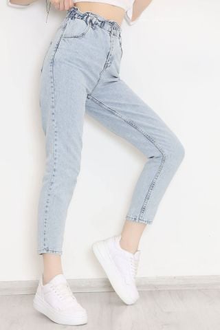 Beli Lastikli Mom Kot Pantolon Buzmavi - 133.299.