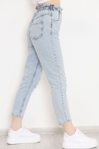 Beli Lastikli Mom Kot Pantolon Buzmavi - 133.299.
