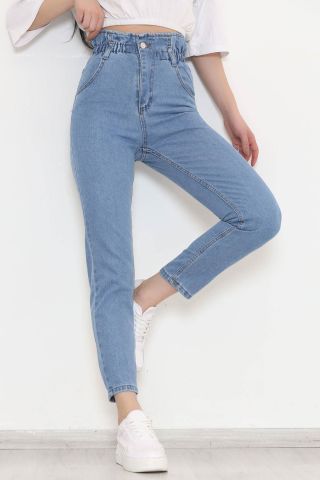Beli Lastikli Kot Pantolon Açıkmavi - 009.1184.