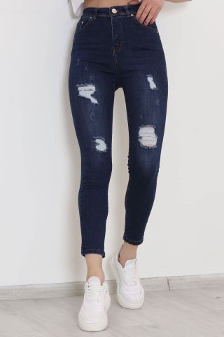 Lazer Kesim Kot Pantolon Mavi - 11362.1431.