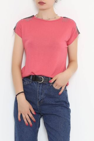 Omuz Püsküllü Bluz Pembe - 11538.599.