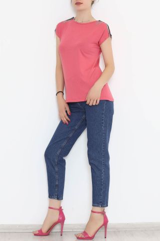 Omuz Püsküllü Bluz Pembe - 11538.599.