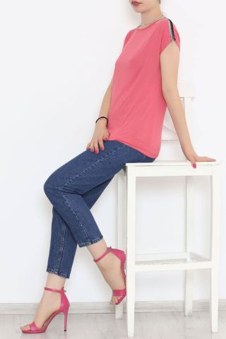 Omuz Püsküllü Bluz Pembe - 11538.599.