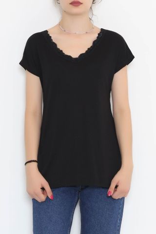 Yakası Dantelli Bluz Siyah - 11541.599.