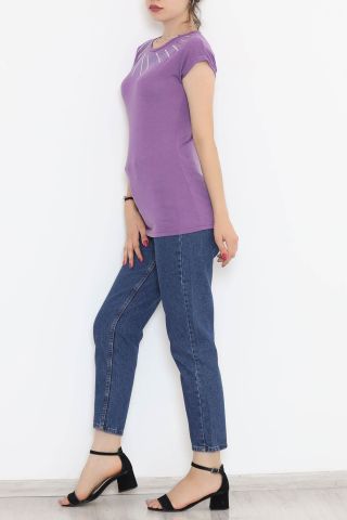 Yaka Pul Detaylı Bluz Mor - 11532.599.