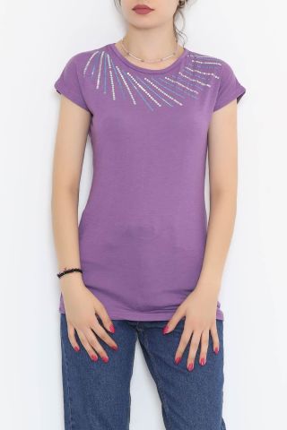 Yaka Pul Detaylı Bluz Mor - 11532.599.