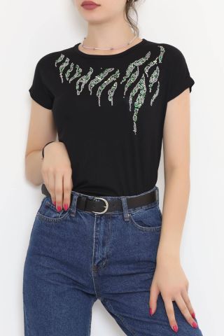 Önü Pul Detaylı Bluz Siyah - 11536.599.
