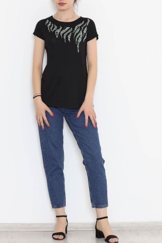 Önü Pul Detaylı Bluz Siyah - 11536.599.