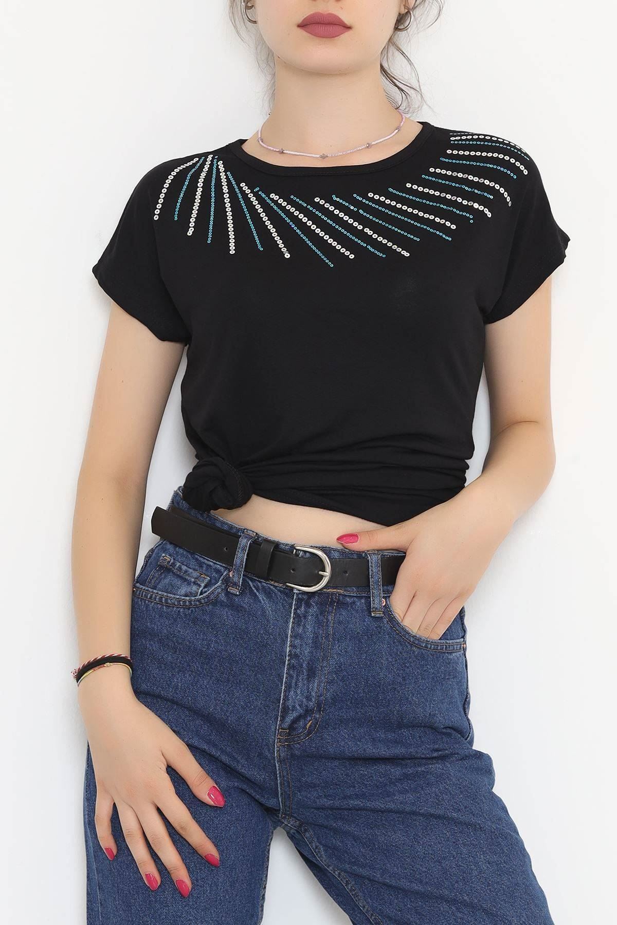 Yaka Pul Detaylı Bluz Siyah - 11532.599.