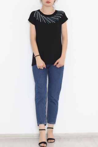 Yaka Pul Detaylı Bluz Siyah - 11532.599.