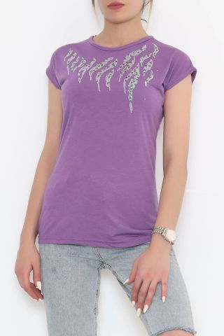 Önü Pul Detaylı Bluz Mor - 11536.599.